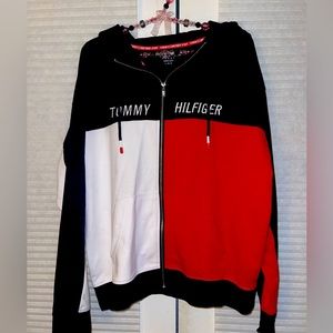 Womens Tommy Hilfiger Sport Color Block Logo Zip Front Hoodie